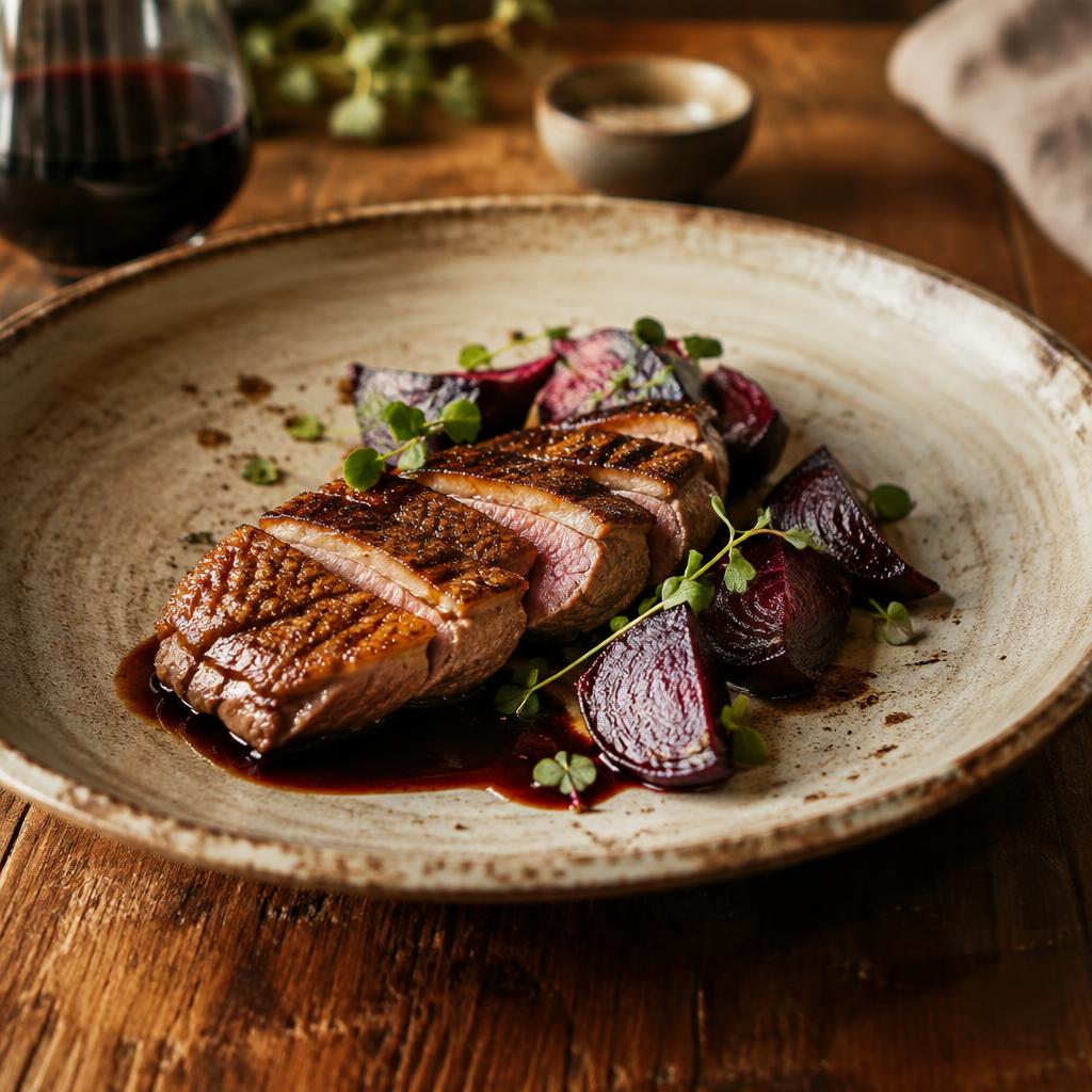 Duck breast with beets